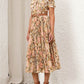 Elegant Floral Pleated Midi Dress