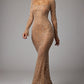 Glamorous Beaded Long-Sleeve Gown for Special Events