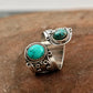 Adjustable ring with elegant double turquoise setting