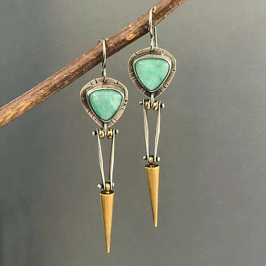 Captivating Boho Earrings Featuring Vibrant Green Resin Stones