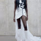 Elegant White Rose Applique High-Low Dress