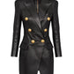 Leather Double-Breasted Blazer Dress
