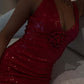 Rose Detail Sequin Backless Slit Hem Maxi Dress