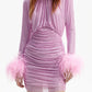 Lilac Feathered Mini Dress for Bold and Glamorous Look
