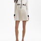 Pleated Knit Mini Dress with Pearl Buttons
