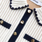 Knit Mini Dress with Scallop Hem and Contrast Trim