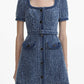 Tweed Belted Mini Dress with Braided Trim
