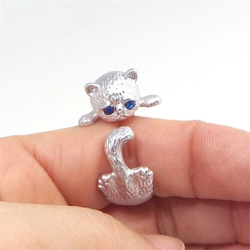 Adjustable Cat Ring in 925 Sterling Silver