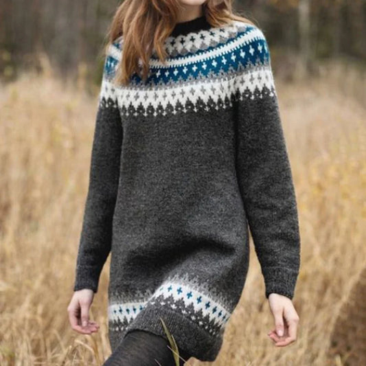 Albertina - Printed Midi Long Sleeve Sweater