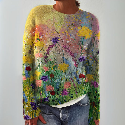 Amanda - Cozy Sweater With Floral Art