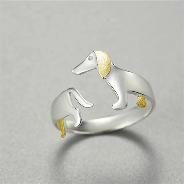 Charmingly Crafted 925 Sterling Silver Dachshund Ring