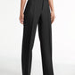 High Waisted Pleat Front Solid Colored Straight Leg Trousers