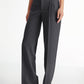 High Waisted Pleat Front Solid Colored Straight Leg Trousers