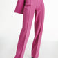 High Waisted Pleat Front Solid Colored Straight Leg Trousers