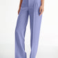 High Waisted Pleat Front Solid Colored Straight Leg Trousers