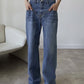 Vintage Wash Denim Straight Leg Jeans