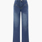 Vintage Wash Denim Straight Leg Jeans