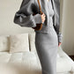 Solid Long Sleeve Zip Crop Hoodie