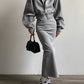 Solid Long Sleeve Zip Crop Hoodie