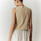 Cotton & Linen Solid V-Neck Vest