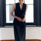 Solid Back Split Button V-Neck Vest
