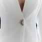 Solid Metal Button V-Neck Blazer