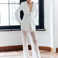 Solid Metal Button V-Neck Blazer