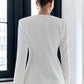 Solid Metal Button V-Neck Blazer