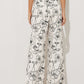 Floral Print Pockets Wide Leg Pants