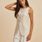 Linen Blend Pockets Vest