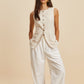 Linen Blend Pockets Vest