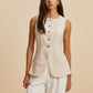 Linen Blend Pockets Vest
