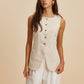 Linen Blend Pockets Vest