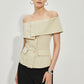 Slim Off-Shoulder Patchwork Blazer