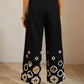 Cotton Hollow Embroidered Cropped Pants