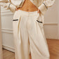 Home Satin Piping Wide-Leg Pants