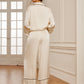 Home Satin Piping Wide-Leg Pants