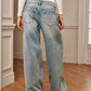 Panel Contrast Binding Denim Jeans