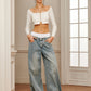 Panel Contrast Binding Denim Jeans