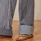 Cotton Contrast Binding Pinstripe Pants