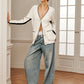 Casual Contrast Trim Knit Outerwear