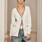 Casual Contrast Trim Knit Outerwear