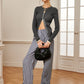 Cotton Contrast Binding Pinstripe Pants