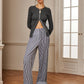 Cotton Contrast Binding Pinstripe Pants