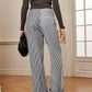 Cotton Contrast Binding Pinstripe Pants