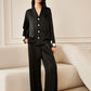 Satin 3D Flower Button Pants