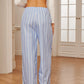 Pinstripe Drawstring Pocket Long Pants