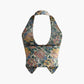 Printed Sexy Halter Tie Front Vest