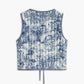 Contrast Trim Printed Tie Vest