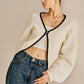 Contrast Trim Clasp Knit Outwear